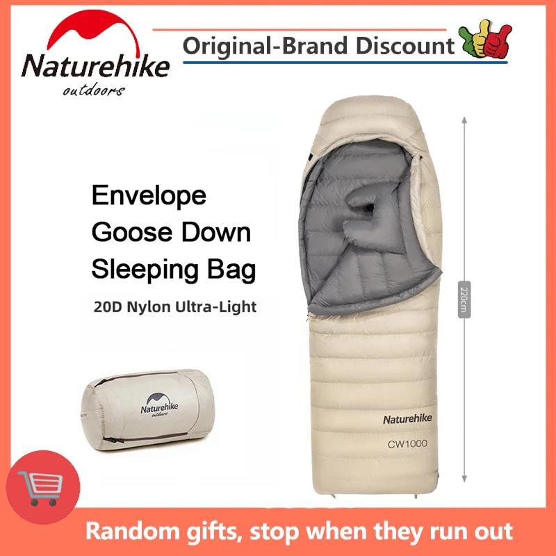 

Naturehike CW700/CW1000 Envelope Sleeping Bag 750 FP Goose Down Thicken Warm Breathable Down Sleeping Bag With Hat