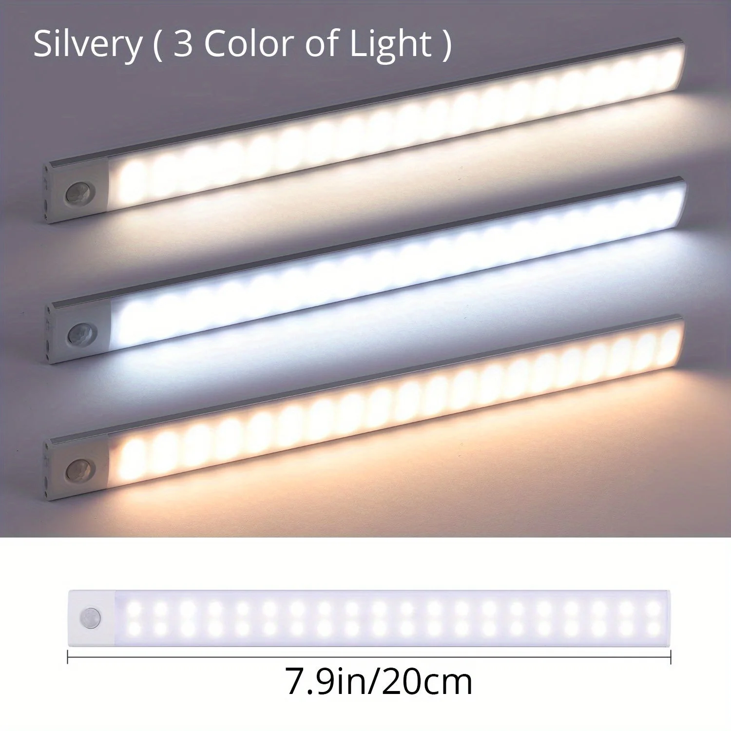1pc LED Motion Sensor Cabinet Light, Under Counter Closet Lighting, Wireless Magnetic USB Rechargeable Kitchen Night Lights