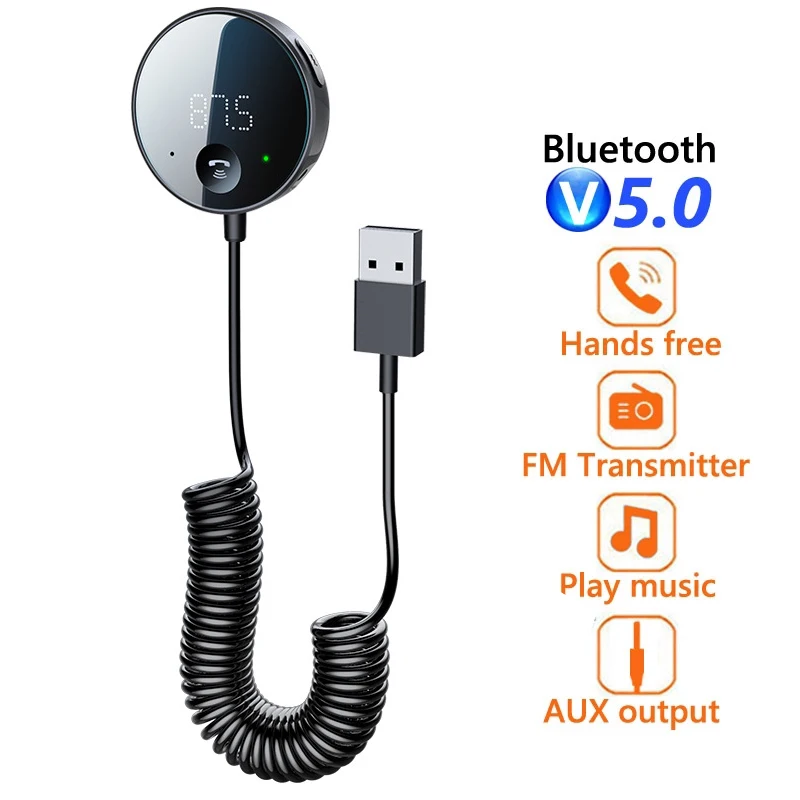 

lamjad FM Transmitter Wireless AUX 3.5MM Audio Receiver TF Card Music Car MP3 Player Bluetooth-compatible 5.0 Car Kit Handsfree