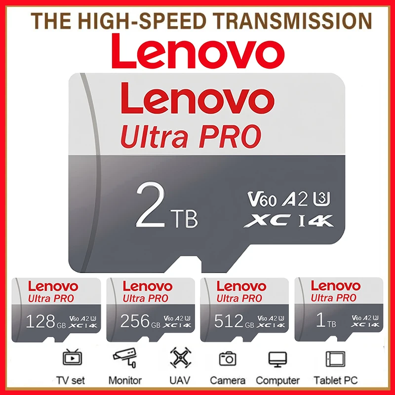 Carte mémoire Lenovo originale 2 to 128 go 64 go carte TF classe 10 1 to Mini carte SD 512 go 256 go A2 U3 Micro cartes cartes TF haute vitesse
