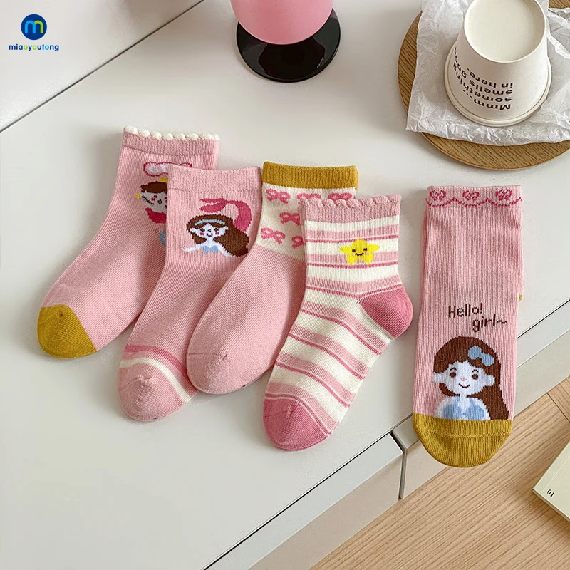 Kids Socks 5 Pairs /Lot Baby Girl Soft Boneless Combed Cotton Socks Warm Cartoon Children's Socks For Boys Newborn