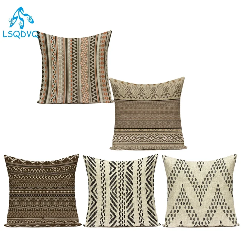 Vintage Boho Geometric Cotton Linen Decorative Throw Pillow Cover
