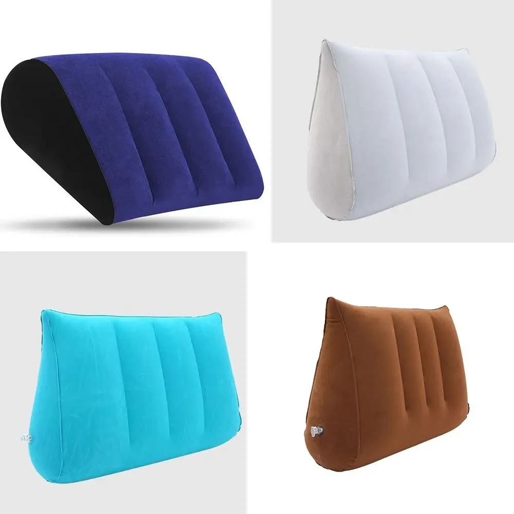 New PVC Flocking Silicone Pillow Blue+Black Triangle Cylinder Wedge Inflatable Pillow Soft Inflatable Relax Cushion Home 2