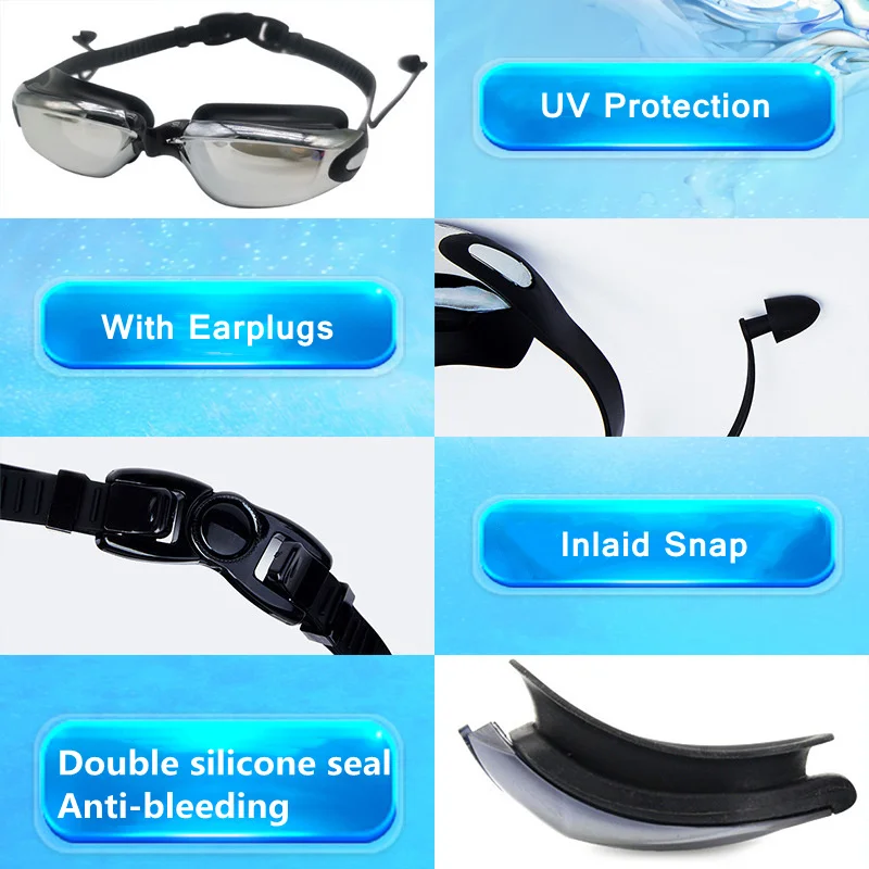 Swimming Goggles Men Women Swim Glasses with Earplug Professional Silicone Pool Diving Eyewear Waterproof Anti-fog UV Protection swimming goggles