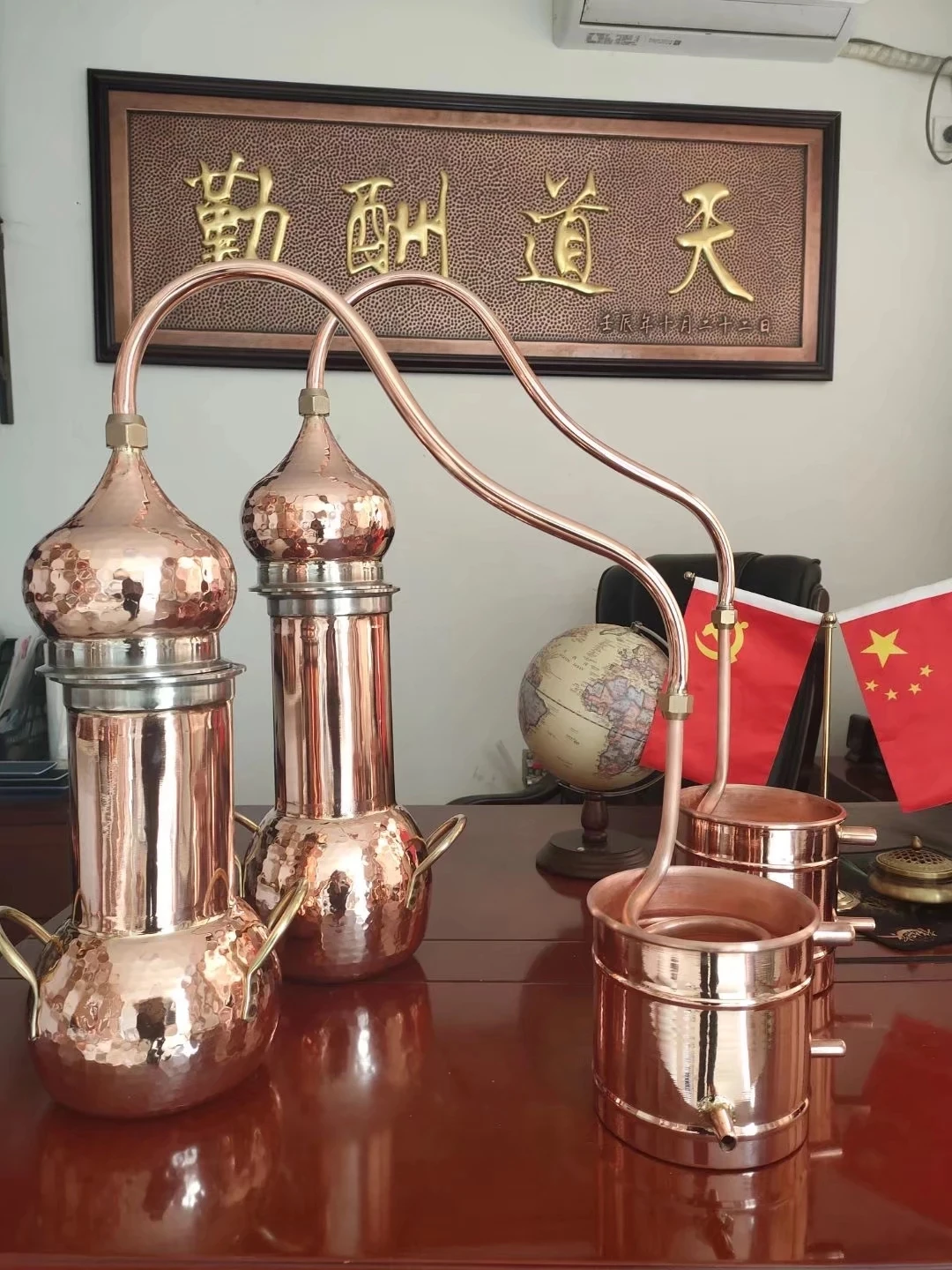 Wine steaming machine pure copper distiller Handmade copper alembic distillation set flower essential oil distiller 2L 3L
