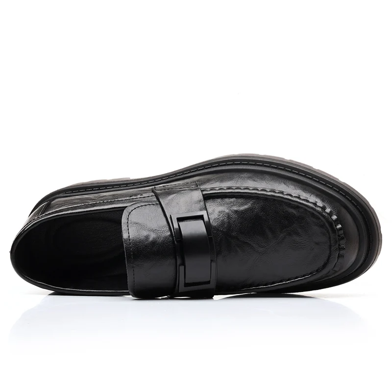 Men's Leather Shoes Fashion Business Thick Soles Slip-on Casual
