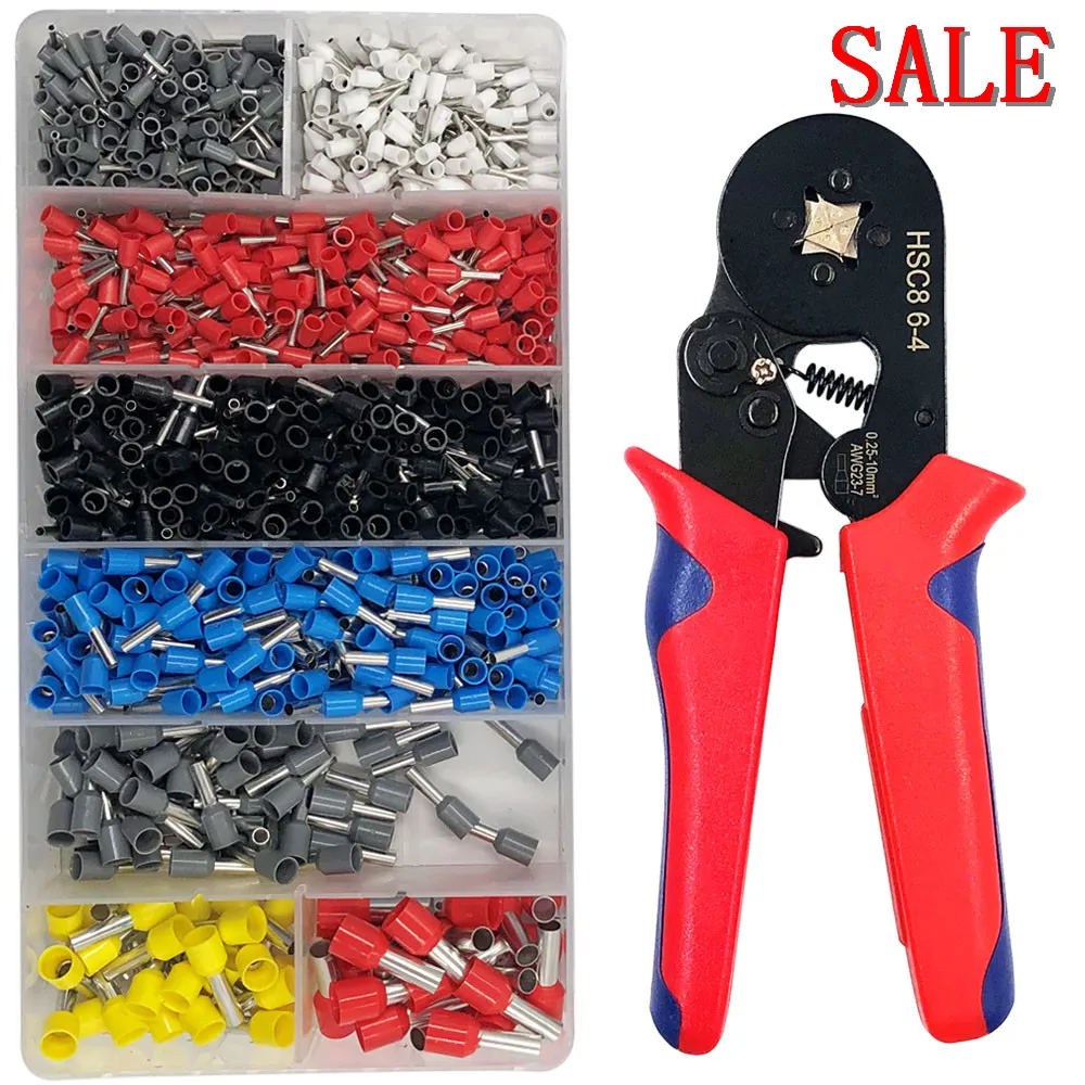 Tubular Terminal Crimping Pliers HSC8 6-4A Wire Mini Ferrule Crimper Tools Household Electrical Kit With Box