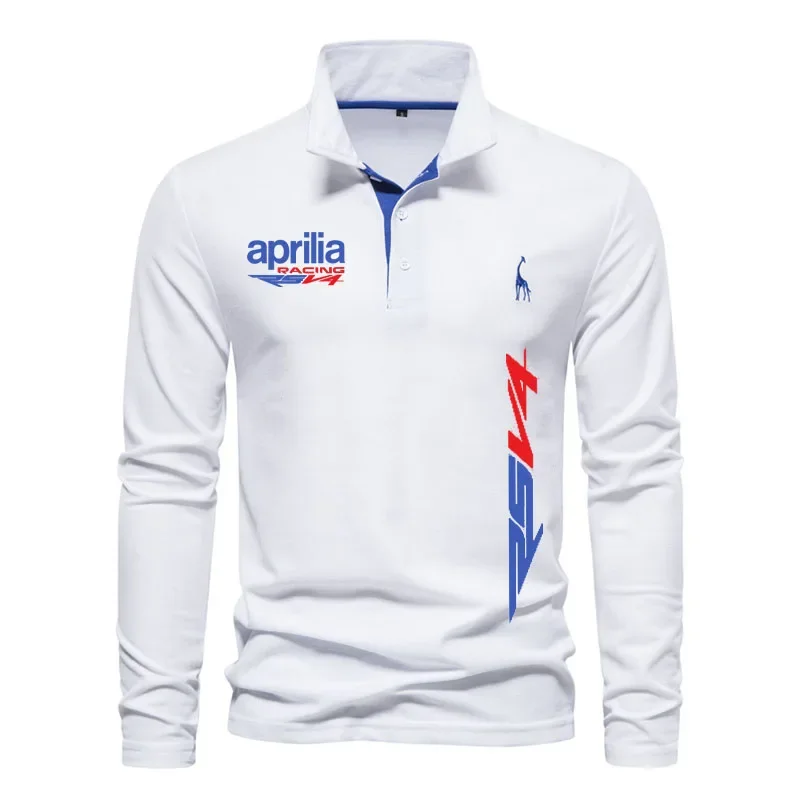 2023 Men's POLO shirt golf shirt Aprilia RSV4 print High-end men's lapel T-shirt for men Color matching long-sleeved men's shirt