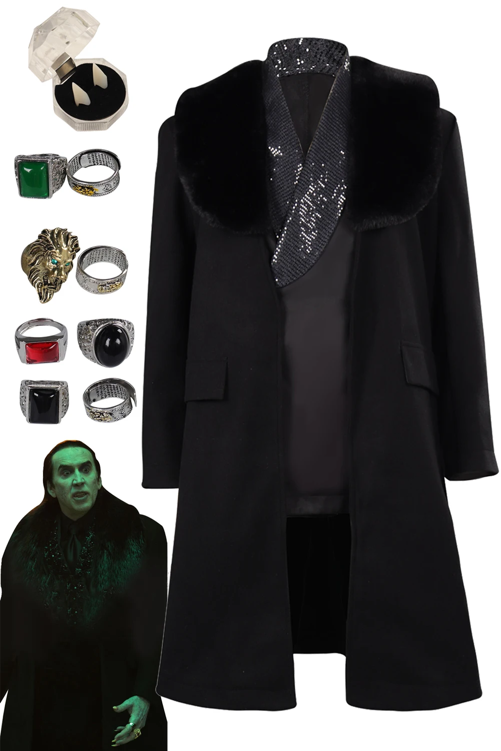 Vampire Cosplay Teeth Rings Men Costume Movie Renfield Man Halloween