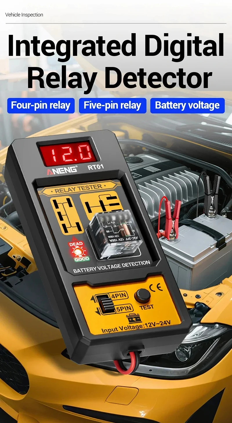 Car Relay Tester 11 - 25v Automotive Voltage Tester For Car Battery Check With L