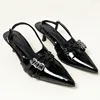 2025 Fashion Pointed Toe Ladies Medium Heels Pumps Shoes Female Shallow Slingbacks Footwear Wine Red Women Heels Shoes Big Size 3
