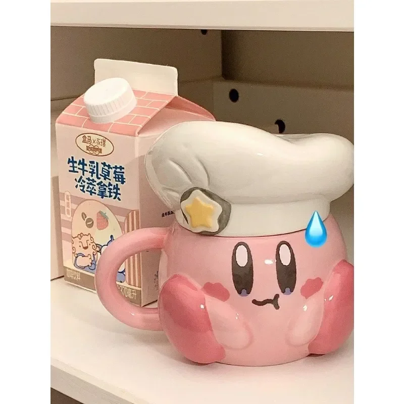 

Kawaii Kirby Ceramic Coffee Mug Anime Character Modeling Cute Cartoon Office Home Decoration Breakfast Milk Cups Girlfriend Gift