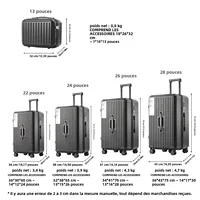 Valise épaisse de très grande capacité, ensemble ABS + PC, boîtier de chariot, Interface de chargement USB, roues universelles, bagages 6