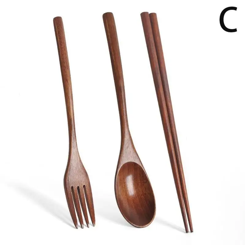 Handmade Japanese Natural Wood Utensil Set - Premium Chopstick, Spoon, and Fork Collection