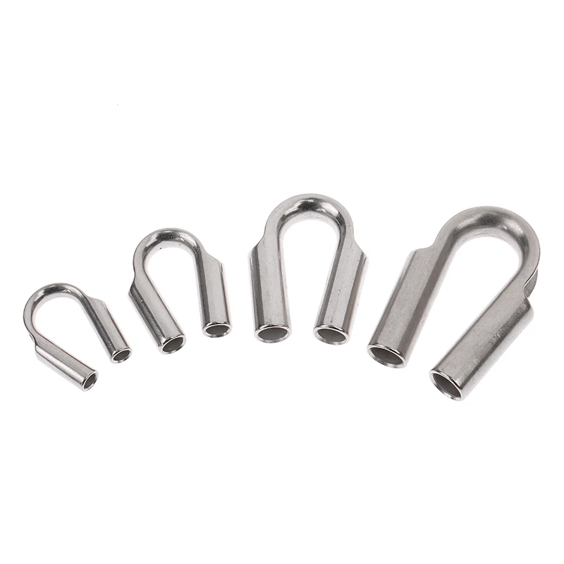 304 Stainless Steel M2 to M8 Silver Cable Wire Rope Clamp Thimbles