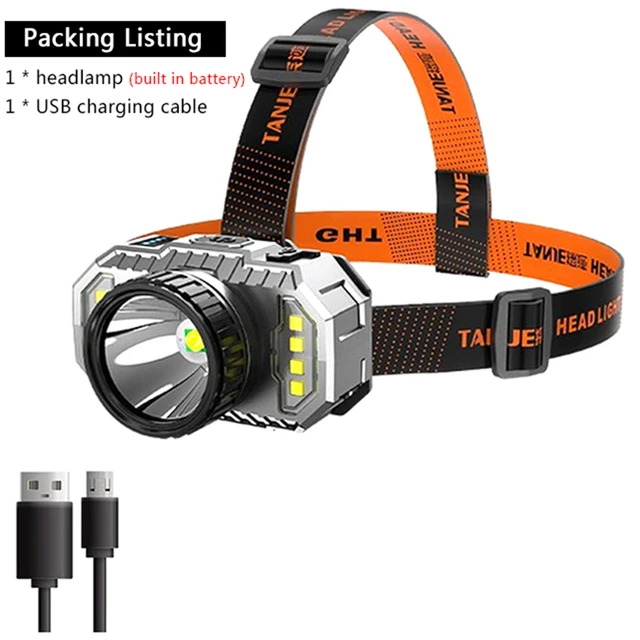 T20 LED Headlamp Strong Light Super Bright Head-Mounted Flashlight Outdoor  Household Rechargeable Night Fishing Headlight