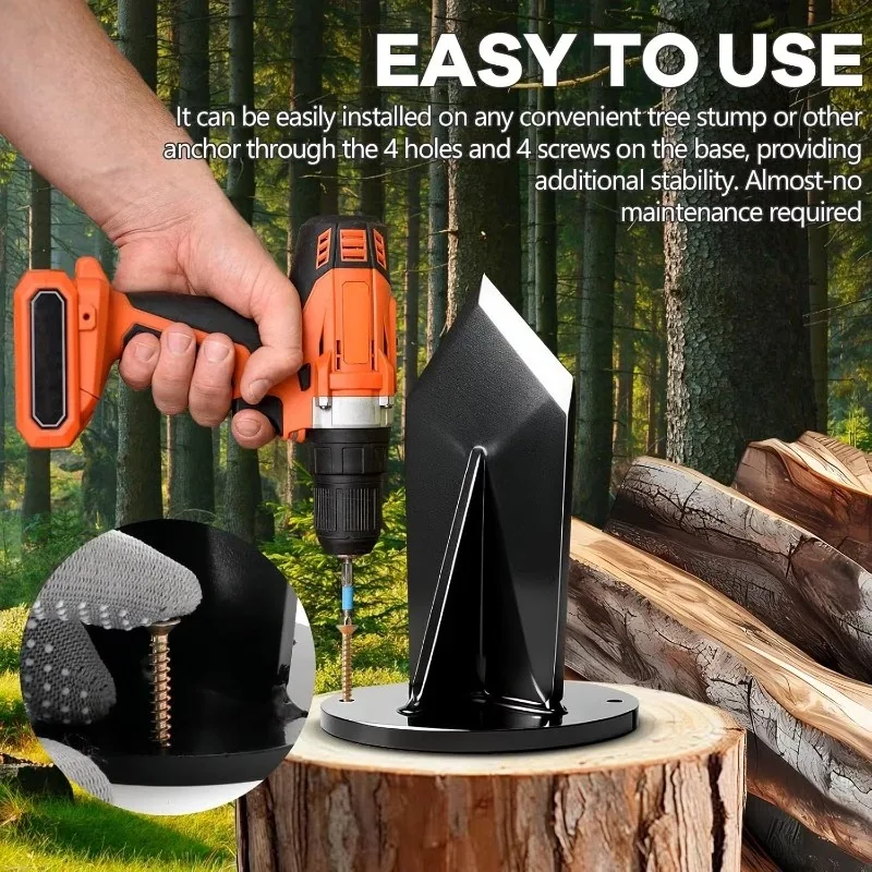Enhanced Manual Firewood & Kindling Splitter with Wider Fins for Home and Campsite Use