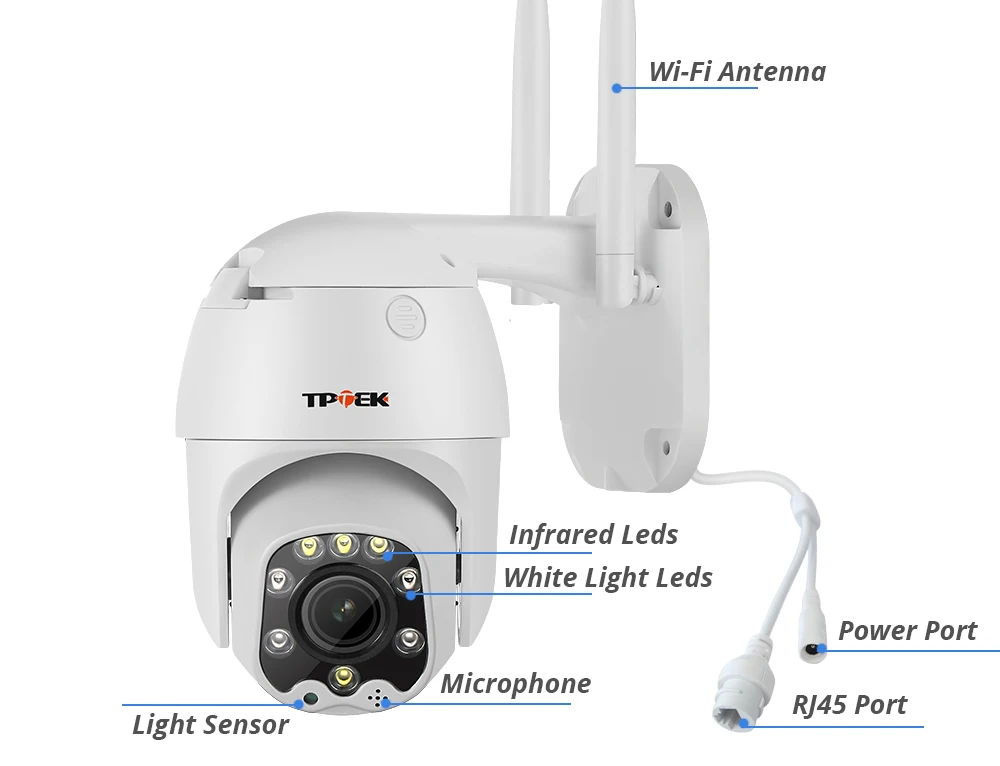 Ptz wifi outdoor camera optical zoom 5x color night vision 5mp emailing photos with free camhi app € 81,59