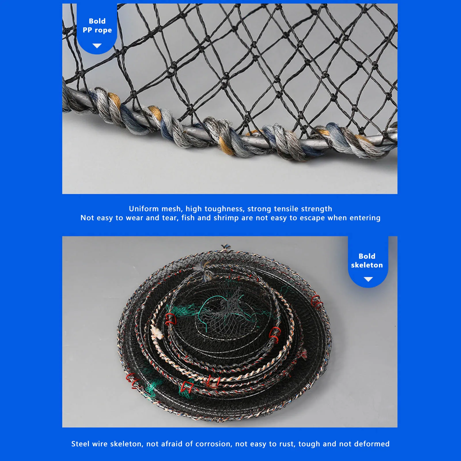 Description Picture 5 of itemFoldable Fishing Cage 25x45cm Portable Steel Wire Fishing Net Large Capacity Quick Drying Spring Fish Cage Fishing Accessories