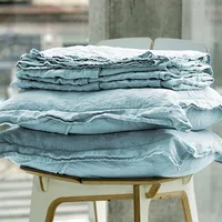 3PCS 100% Washed Linen Sheet Set, Natural Flax Bed Sheets 2 Pillowcases, Breatherable Soft Farmhouse Bedding Bedsheet Flat Sheet 6