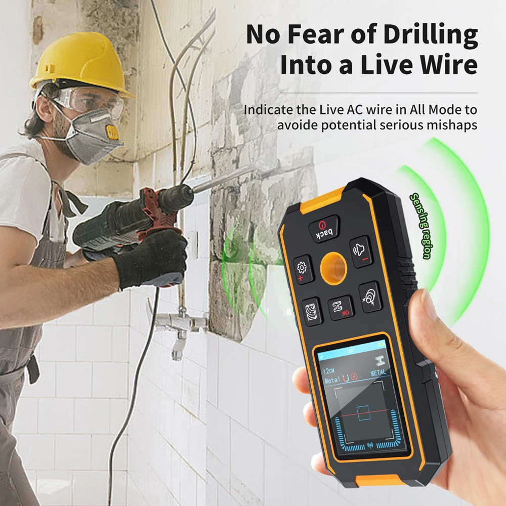 NOYAFA Wall Scanner NF-513 Metal Detector Stud Finder LCD Display Wall Detector Metal AC Live Wires with Positioning Hole 5