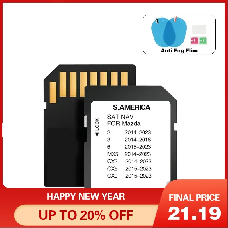 2023 Per Mazda 2/3/6/Mx5/Cx5/Cx9 Scheda Sd Di Navigazione Gps Per Auto Sat Nav Connect 1 Mappa Di Aggiornamento Del Sistema Sud America Spedizione Gra