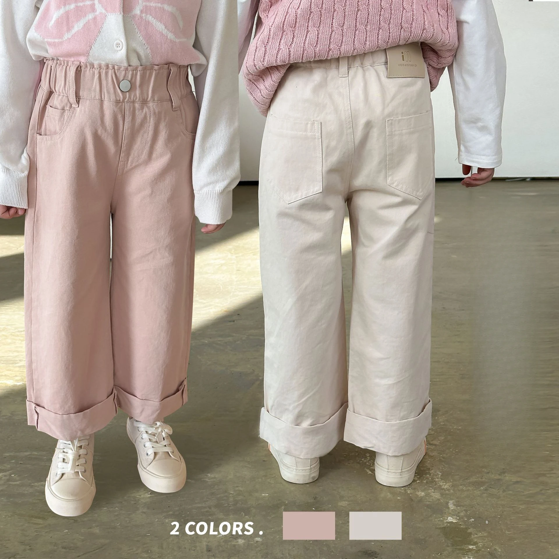 

Детские прямые брюки в Корейском стиле для девочек, весна 2024, новые простые хлопковые брюки с высокой талией и широкими штанинами в западном стиле для детей