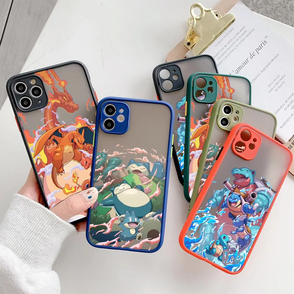 Japan Anime Snorlax Fire Water Pokemon Custodia Per Telefono Anime Per Apple Iphone 14 15 Plus 11 13 Pro Max 12 Mini Xs Xr 7 8 15 Pro Cover