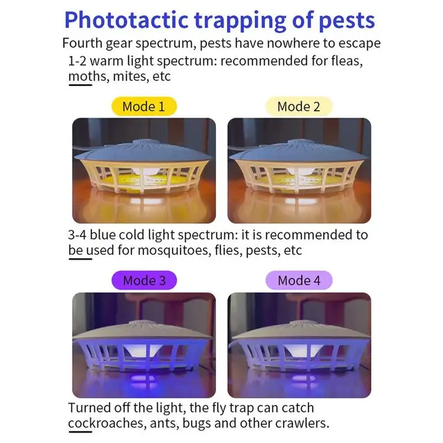 Bolhacsapda Ragadós Kupola Ágynemű Megszabaduljon A Bolhák Csapdájának Multifunkcionális Állítható Csapdába Ejtő Lámpás - Image 6