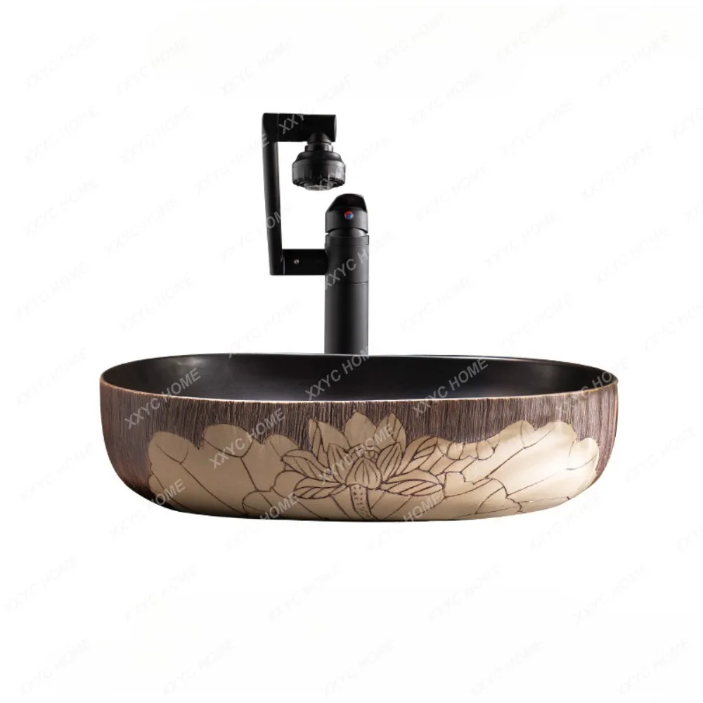 

Retro Table Wash Basin Home Balcony Bathroom round Wash Basin