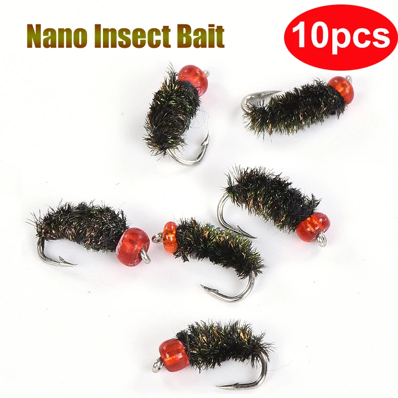 

10 pcs fish hook fly hook fake bait nano insect hair hook specially used for fishing small artifact baits of baitiaojiaoluofei