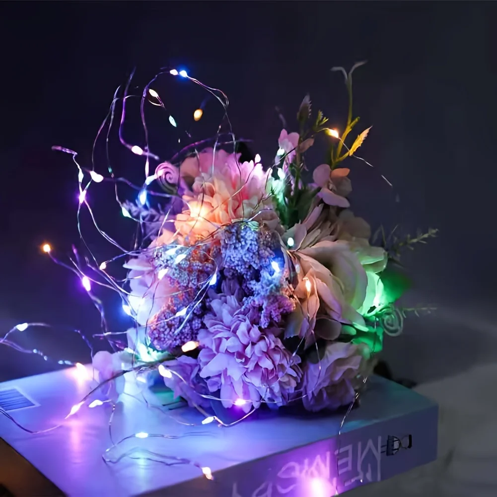 Whimsical LED Fairy String Lights - 3 Modes, Silvery Wire, Battery Operated