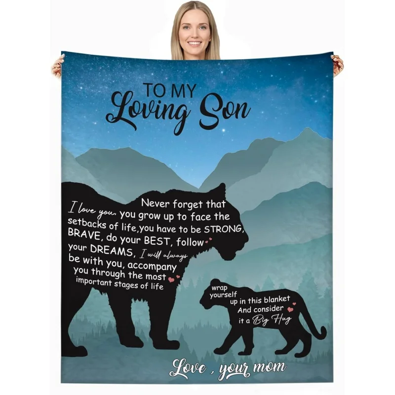 

to My Son Gifts Blanket, Lion Boys Christmas Graduation Birthday Gift Ideas Lightweight Warm Plush Throw Blankets