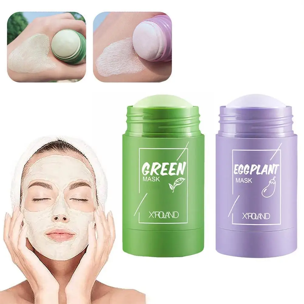 

Natural Moisturizing Mud Film Shrink Pores Green Eggplant Skin Masks Acne Stick Blackhead Remove Clean N9R9