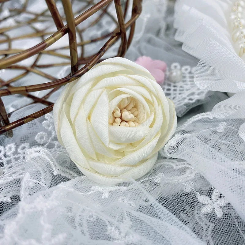 Satin Fabric Flower DIY Corsage Shoe Flower Handhold Rose Hanbok Lolita Skirt Hair Accessories Headpiece Accessories Sewing