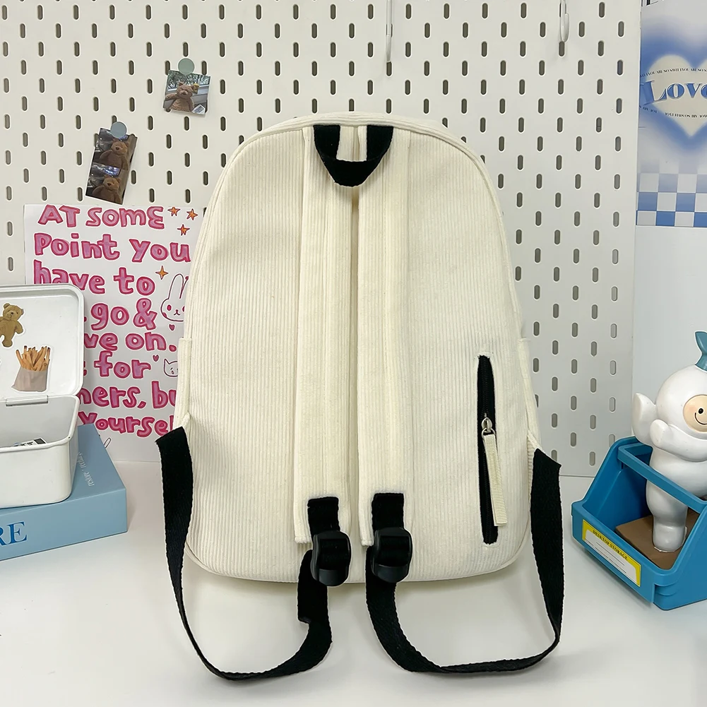 Cute Bowknot Aesthetic Backpack Corduroy School Backpack Lightweight School Bag for Girls Women High School College Work 6