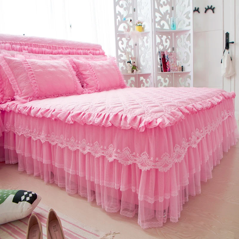 Princess Bedding Bedspreads Sheet Lace Bed Skirt Pillowcases Bedding Set For Girl Bed Cover