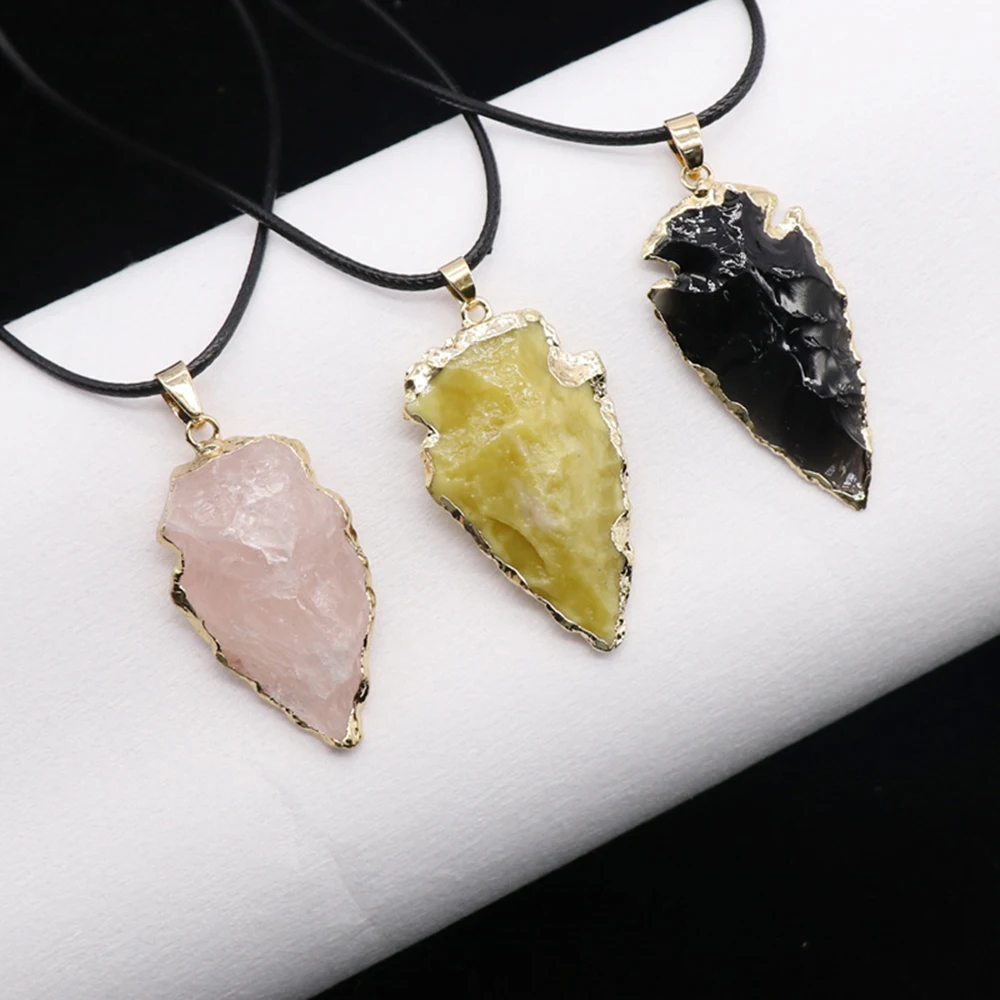 Mineraali Natural Raw Stone Obsidian Pink Quartz Arrowhead Crystal