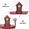 Miniature Pendulum Clock Mini Classical Mantel Clock Small Wooden Figurine House Floor Clock Decorative Table Clock Wooden 3