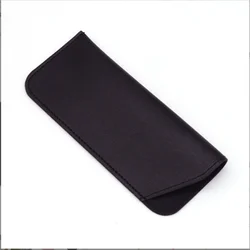 Retro PU Leather Side - Opening Glasses Pouch - Solid Color for Outdoor, School, and Office Use (Black)