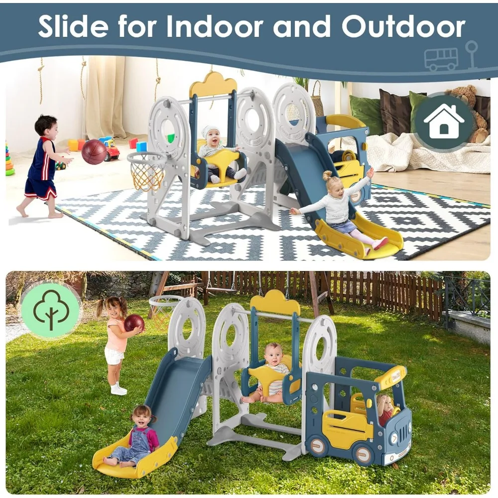 5-in-1 Toddler Slide & Swing Set 6