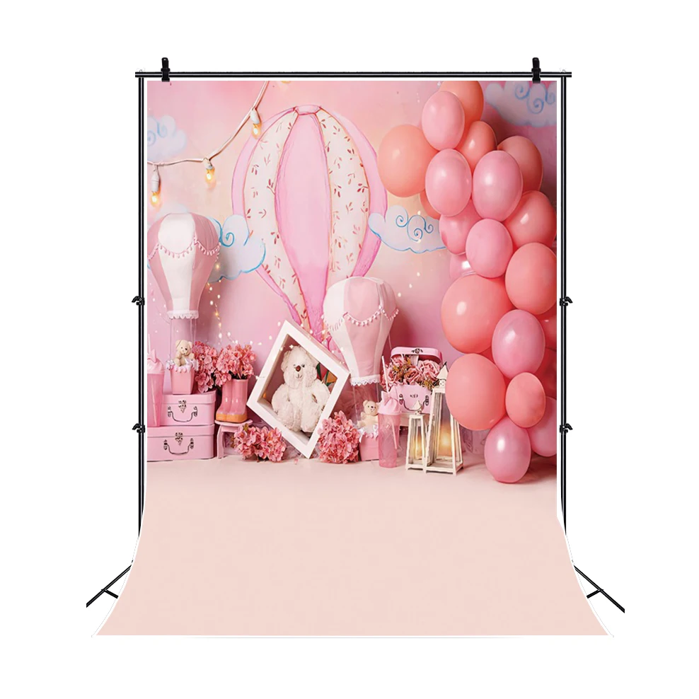 Baby 1st Birthday Photography Backdrop for Boy And Girl Baby Shower Balloon Flower Party Decor