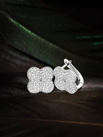 Full Moissanite Earrings Flower Earring Four-leaf Clover Clip Earring for Women 925 Sterling Silver Earring with Gra Certificate 1