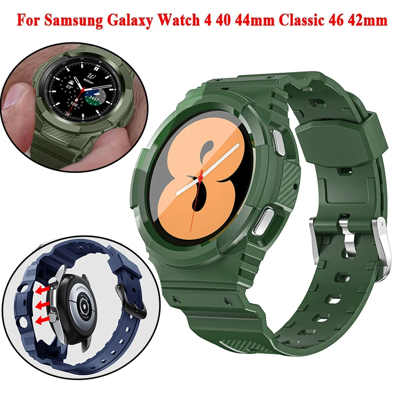 

NEW Case+watchband for Samsung Galaxy Watch 4 Classic 46mm 42mm Band No Gaps Silicone Strap for Galaxy Watch4 40mm 44mm Bracelet