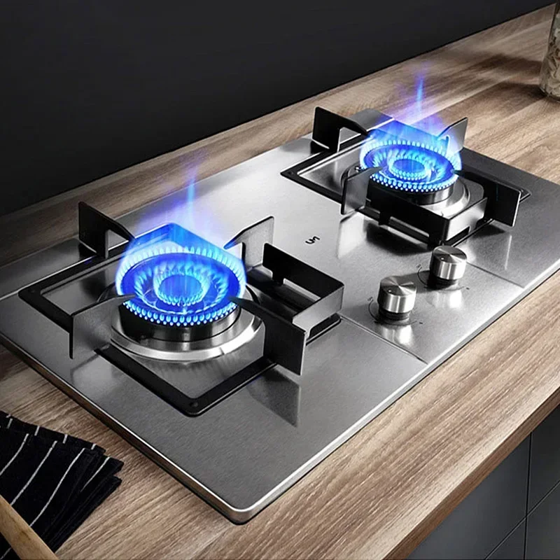 Double-Eye Gas Stove For Home Built-In Table Embedded Dual Purpose Stainless Steel High Firepower And Fast Heating Cooktop Stove 2