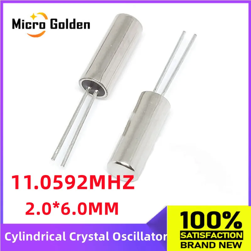 (10pcs) 11.0592M 11.0592MHZ Cylindrical Passive Crystal Oscillator 206 2x6MM 2.0*6.0mm DIP2 Column Quartz Crystal Resonator