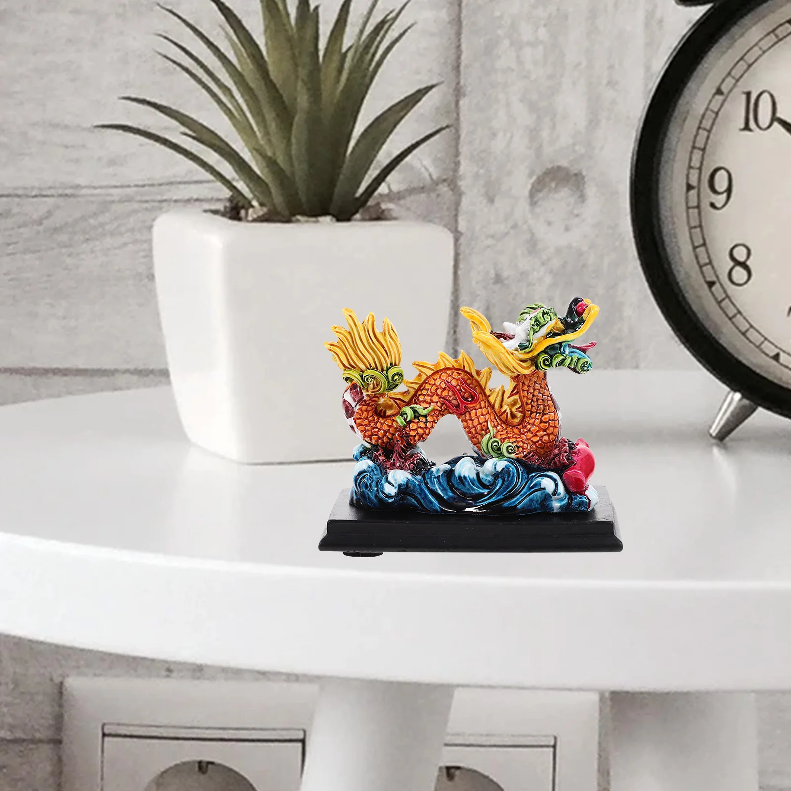 

Resin Chinese Zodiac Dragon Figurine Retro Feng Shui Wealth Dragon Statue Mini Car Dashboard Animal Sculpture