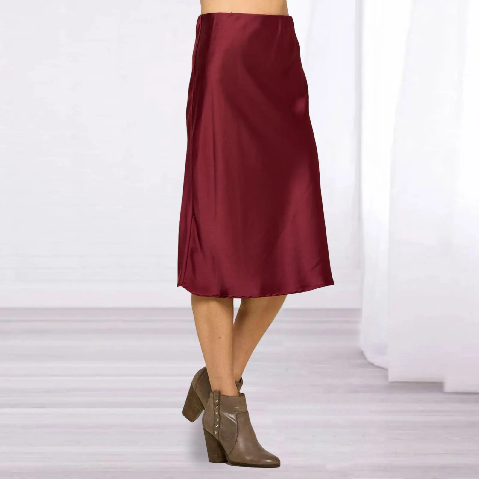 Burgundy Satin Skirt for Kids - faye