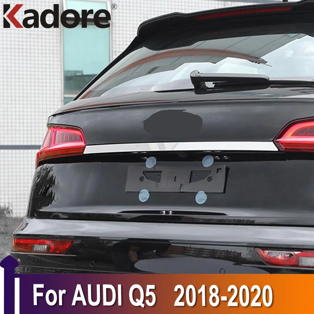 For Audi Q5 2018 2019 2020 Carbon Fiber Chrome Rear Trunk Lid Cover Trim Car Accessories Tailgate Boot Strip Car decoration