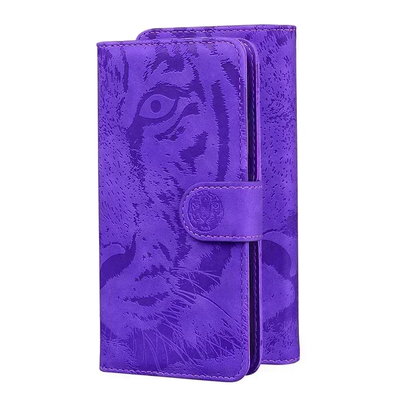 Leather Flip Wallet Phone Case with Stand and Card Holder - Universal Fit
